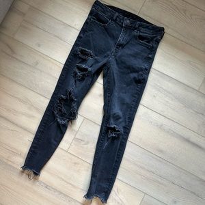 American Eagle Distressed Black High Rise Jeggings